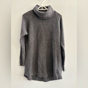 Woolrich Waffle Turtleneck Sweater Tunic Gray Wool Sz M Oversized Wool Blend